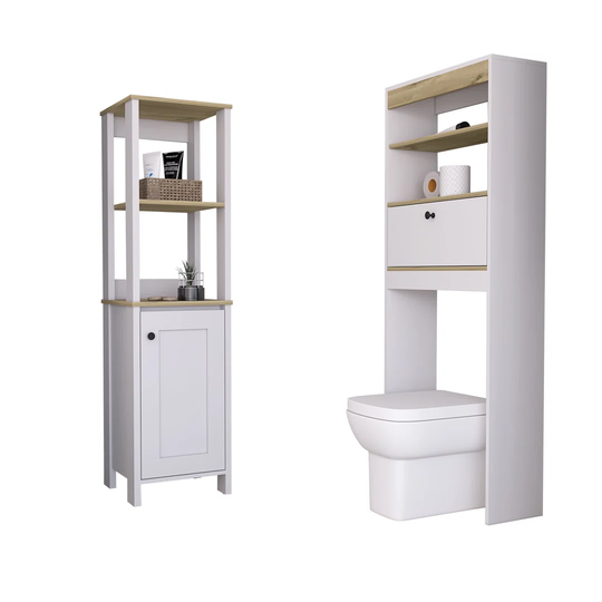 Set Malaga, Bathroom Furniture Column 1 Door + Bathroom Shelves Over Toilet