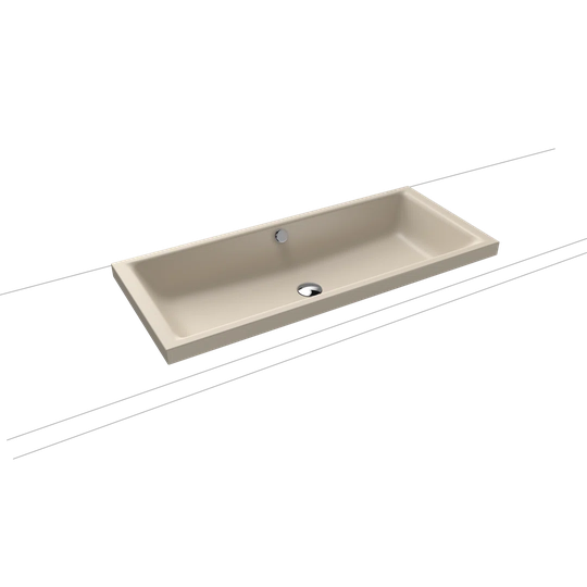Puro Warm Beige Steel Enamel Rectangular Inset Bathroom Sink with Overflow