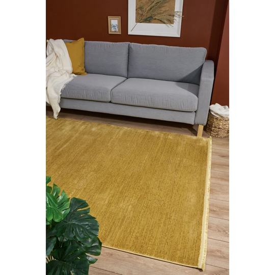 Symple Stuff Grand Rapids Yellow Modern Cotton Machine Made Area Rug