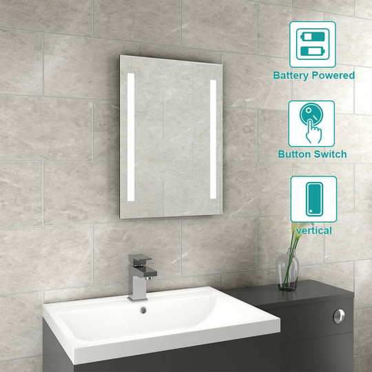 Snow 500 x 700mm Bathroom Battery Powered Illuminated led Mirror(Type s)