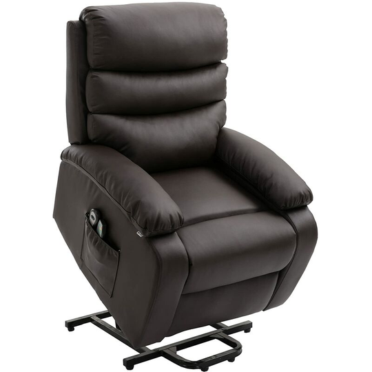 Luxurylife - Tulsa Armchair Electric Rise Recliner Armchair Sofa Lounge Bonded Leather Chair in Brown - Brown