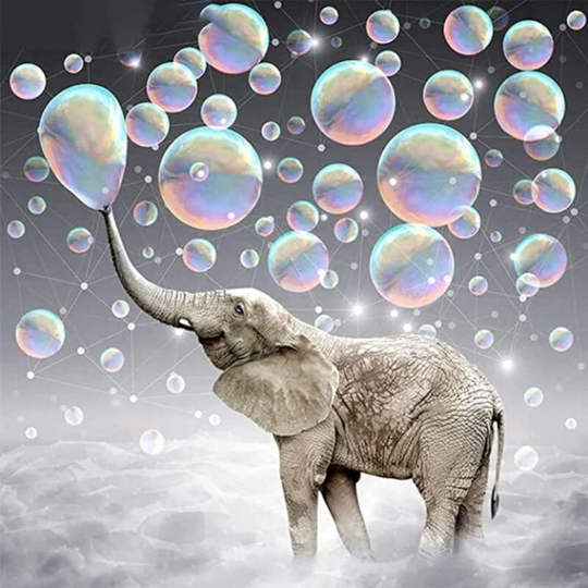 Elephant 5D Diamond Painting Kit 12" x 16" G38 for Adults DIY Full Drill Art Blue Daisy Bathtub Picture, Diamond Art Rhinestone Home Wall Decor