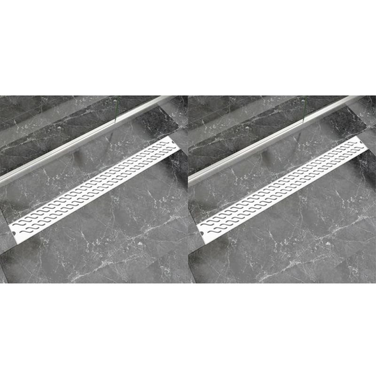 Linear Shower Drain 2 pcs Wave 1030x140 mm Stainless Steel VD18853 - Hommoo