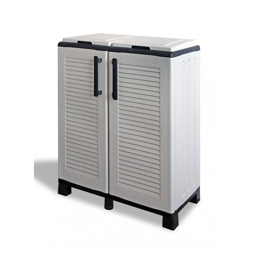 Litter Cupboard For Outdoor Or Indoor Use, 2-Door 2-Door Bag Cabinet, 100% Made In Italy, 68X37h90 Cm, Light Gray Color