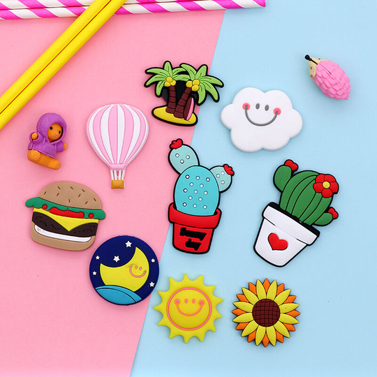 18 pieces of pvc soft adhesive magnetic refrigerator sticker Customized color printing 3D plant food cartoon commemorative gift refrigerator sticker