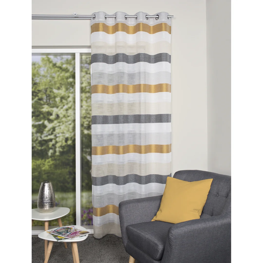 Gaviota Horizontal Stripes Eyelet Room Darkening Curtain