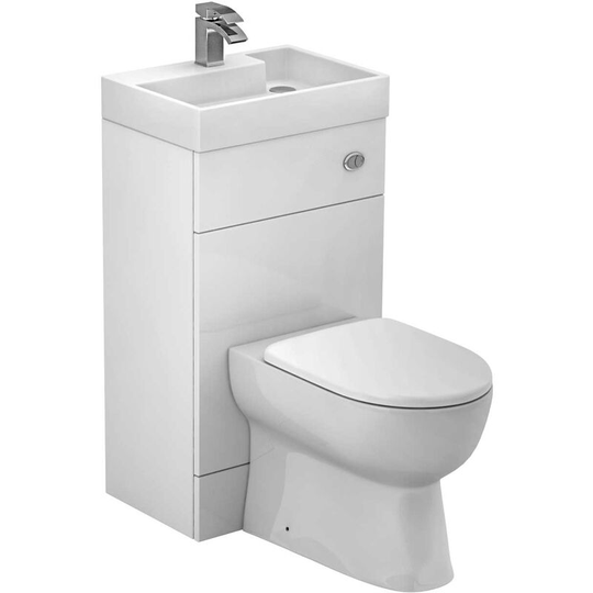 Wholesale Domestic - Gemelli Gloss White 500mm 2 in 1 Combination Toilet and Basin Suite with Soft Close Toilet Seat