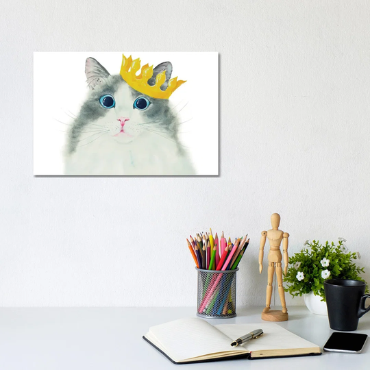 Little King Cat by Alexey Dmitrievich Shmyrov - Wrapped Canvas Graphic Art