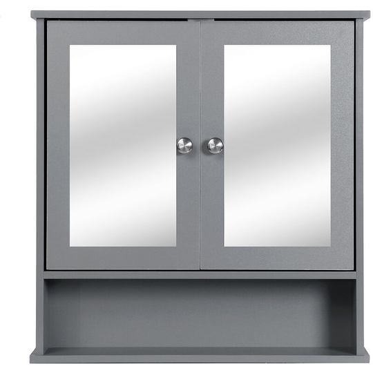 Wall Bathroom Cabinet & Cupboard Double Mirror Door Make-up Storage