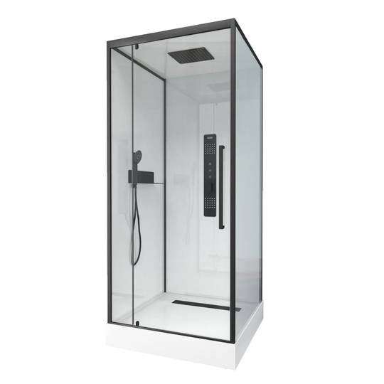 Muskego Square Shower Cabin with Rain Shower and Temperature Control
