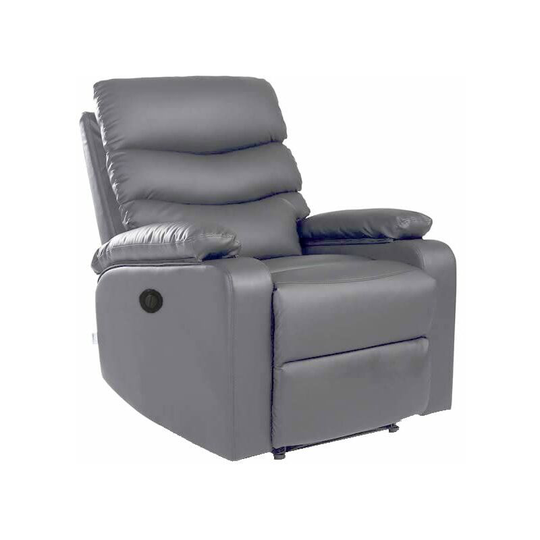 Tulsa Armchair Electric Recliner Armchair Sofa Lounge Bonded Leather Chair in Grey - Grey