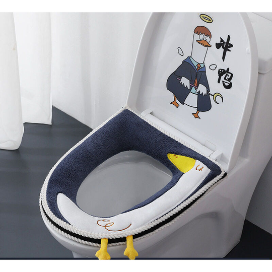 Toilet Seat Cushion, Toilet Seat Cushion Warm Cloth Toilet Seat Washable Protection Cloth for Toilet Seat Cushions with Handle, Universal (blue, with