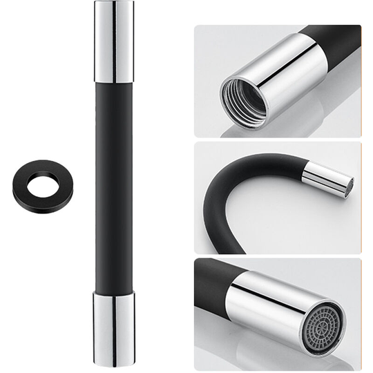 360 Degree Faucet Sprayer Extension Hose Silicone Extension Tube Flexible Faucet Extender Water Hose - Black&30cm