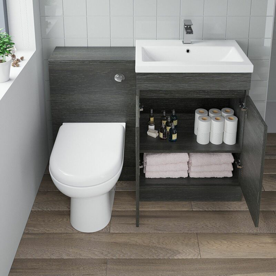 Aurora - 600mm Charcoal Grey Bathroom Vanity Unit Basin Soft Close Seat Toilet wc Modern - Grey