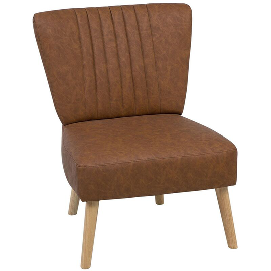 Beliani - Modern Armless Living Room Accent Armchair Faux Leather Tufting Brown Vaasa - Brown