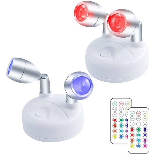 13 Colors Changing rgb LEDs Dual Heads Under Cabinet Lamp 2 pcs with 2 * Controller Brightness Adjustable Dimmable 30/60Mins Timing Supported 13