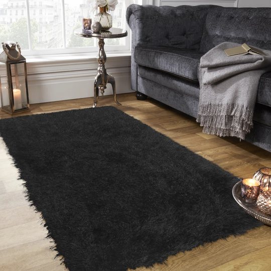 Denson Shaggy Black Rug