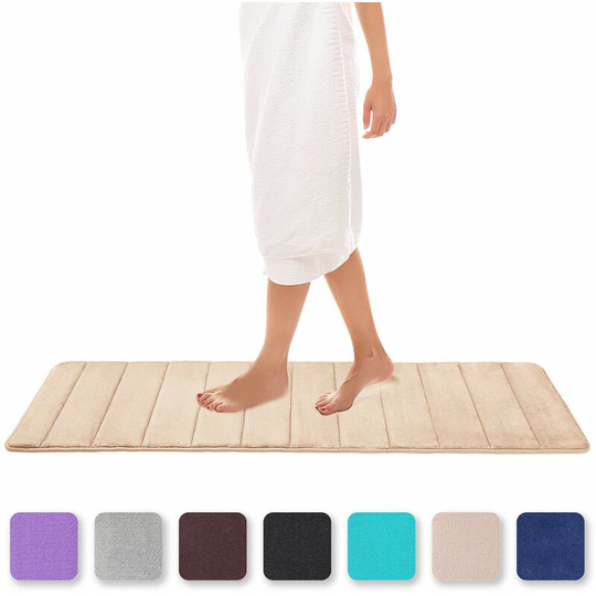Memory Foam Bath Mat Absorbent Non-Slip Bath Mat Washable Bath Mat - 40 x 120 cm, Beige Soekavia