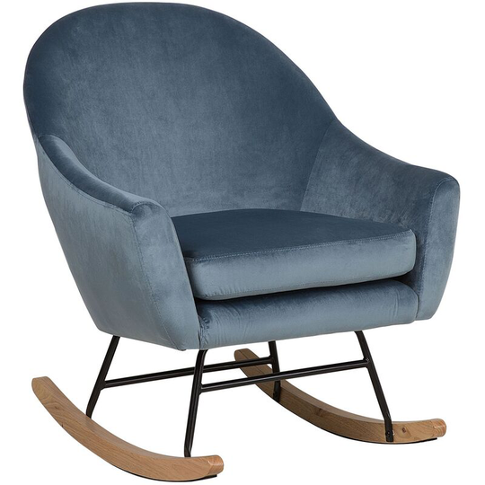 Beliani - Modern Retro Rocking Chair Comfortable Padded Armchair Wooden Skates Blue Oxie - Blue