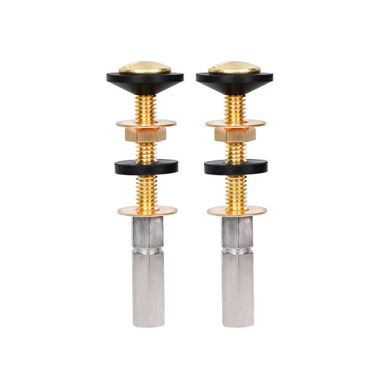 2 Piece Universal Toilet Seat Bolt Kit, Heavy Duty Solid Brass Toilet Bolt, with Extra Long Stainless Steel Locknut Rubber Washer (Upgraded Edition)