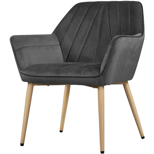 Velvet Tufted Accent Chair Armchair,Dark Gray - dark gray - Yaheetech