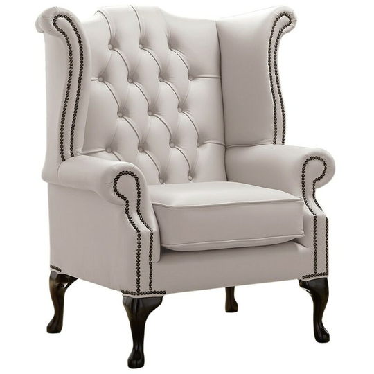 Chesterfield Queen Anne High Back Wing Chair Shelly Grove Leather