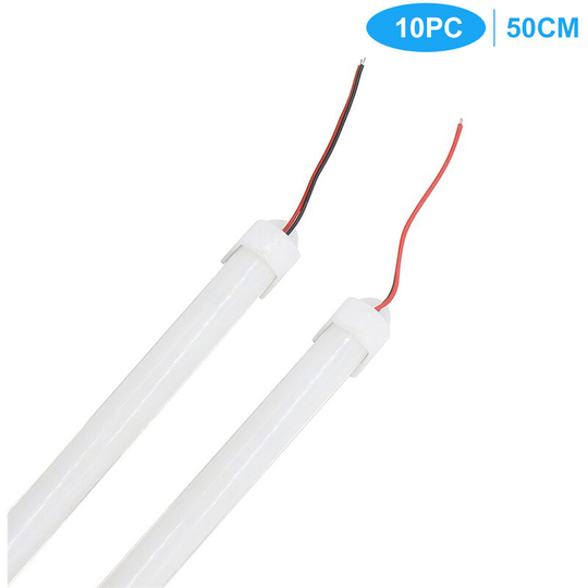 12V Under Cabinet Strip Lights led Interior Strip Light Rigid Hard Bars Tube Milky Cover, 50cm, 10PCS,model: 50cm 10pcs