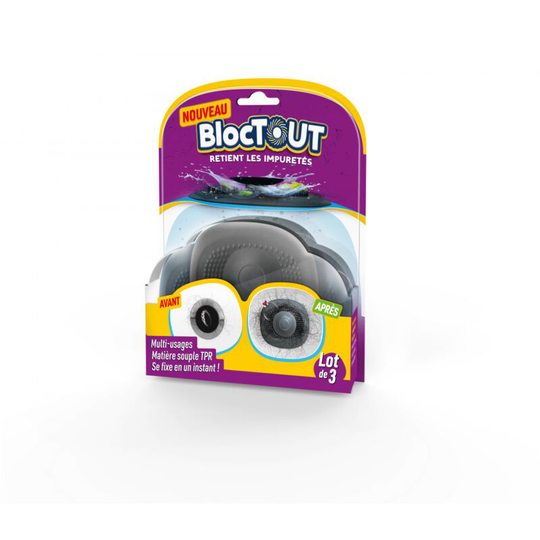 BLOCTOUT food/hair catching silicone sink filter - Venteo™ - Grey - Adult - Quick attach for sink/tub