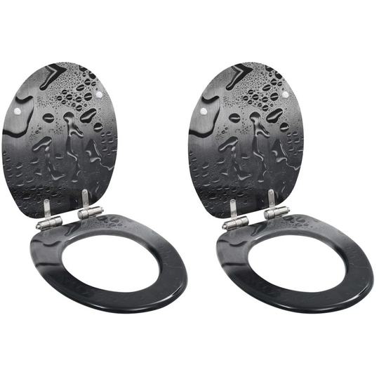 Hommoo WC Toilet Seats 2 pcs with Soft Close Lids MDF Water Drop Design VD19759