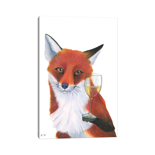 Wine Fox by Alasse Art - Wrapped Canvas Graphic Art