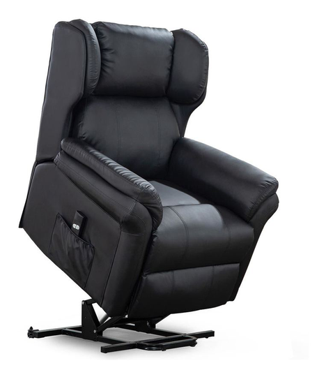 Oakford electric rise recliner bonded leather armchair lounge mobility chair black