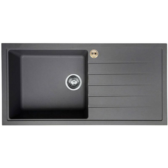 Bristan - Gallery Quartz Easyfit 1.0 Bowl Kitchen Sink rh Drainer 1000mm l x 500mm w - Dawn Grey