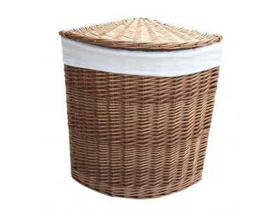 Corner Lining Wicker Laundry Bin