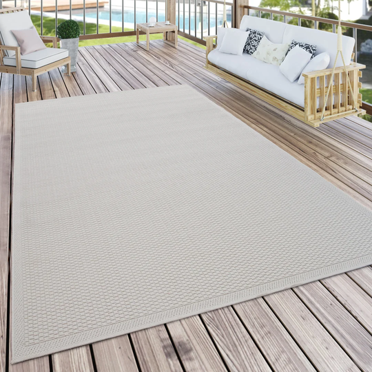 Curtiss Terrace and Balcony Kitchen Modern Power Loom Beige Outdoor Rug