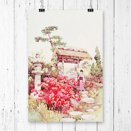 'Japanese Oriental Azaleas' by Ella Du Cane Graphic Art