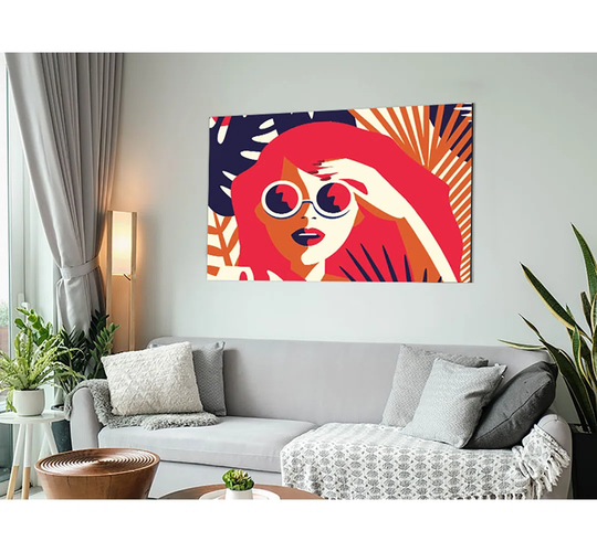 Sunshine Glasses Woman - Unframed Graphic Art on Metal