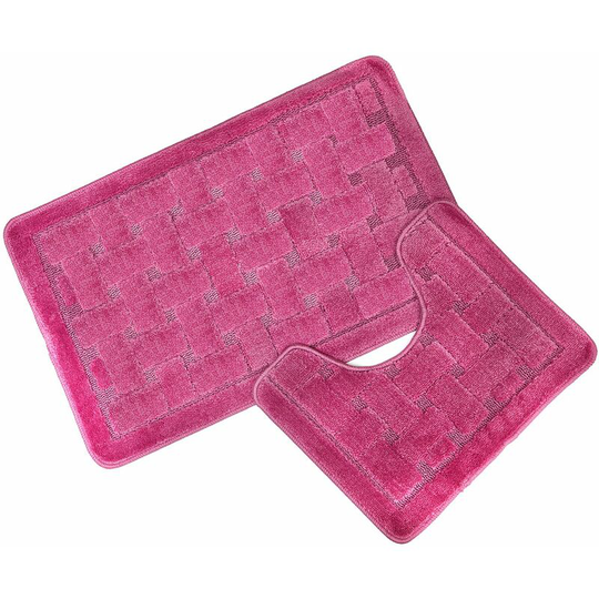 Orkney Dusky Pink Bath Mat and Pedestal Set - Multicoloured