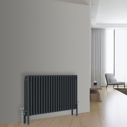 NRG - Traditional Cast Iron Style Radiator Anthracite Central Heating Rads Horizontal 4 Column 600x1010mm