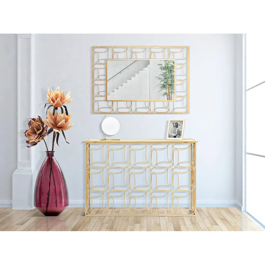 Maniscalco Metal Framed Wall Mounted Accent Mirror in Gold