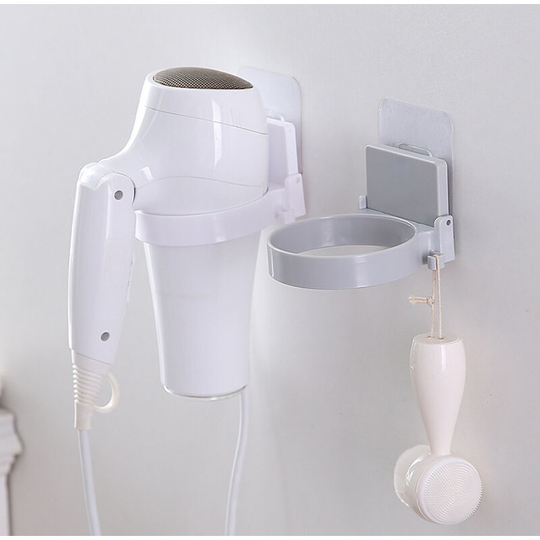 6PC Hair Dryer Holder Shelf Storage Wall Mounted Hairdryer Rack Organizer Free Punch abs Bathroom Home Toilet Accessories