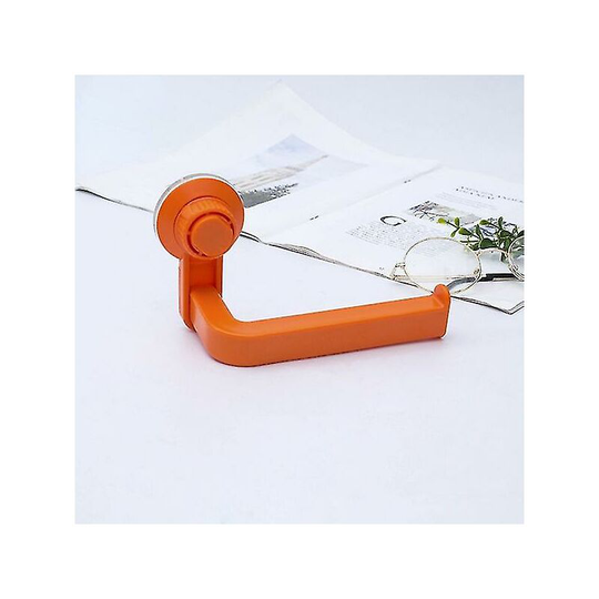 Suction Cup Holder Kitchen Bathroom Storage Waterproof and Moisture-proof Towel Rack Toilet Paper Holder (Orange)