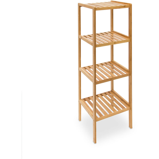 Bamboo Bathroom Shelf Size: 110 x 33 x 33 cm Chic Rack w/ 4 Shelves made of Natural Wood, Standing Shelf as Kitchen Rack or Wooden Stand for Bathroom
