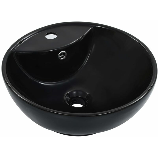 Wash Basin with Overflow 46.5x18 cm Ceramic Black VDTD05790 - Topdeal