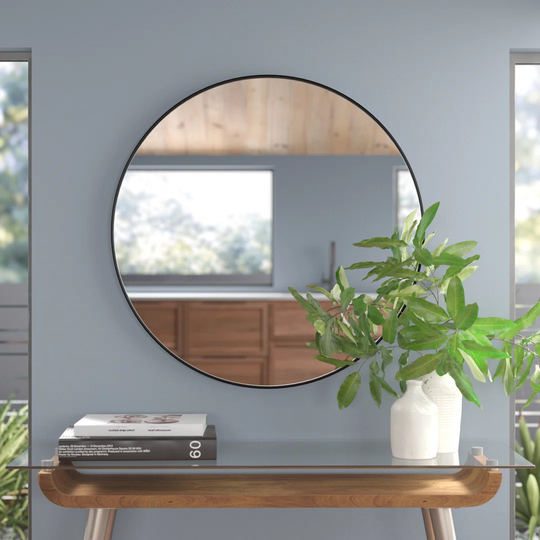 Laursen Round Metal Framed Wall Mounted Accent Mirror