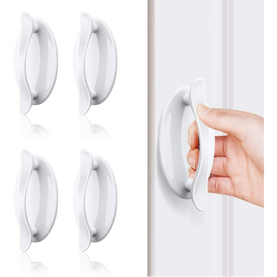 Entry Door Handle, Sliding Door Handle, 4 Pcs White Sticky Door Handle, Section Plastic Handle For Doors And Windows, Cabinets, Drawers, Cupboards