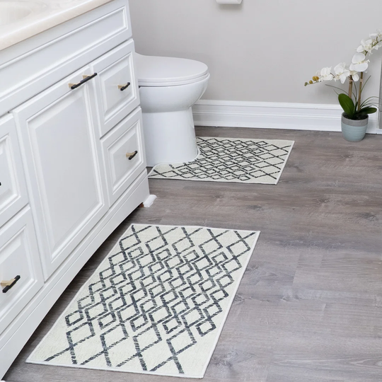 Positano Designer Print Bathroom Shape Rugs