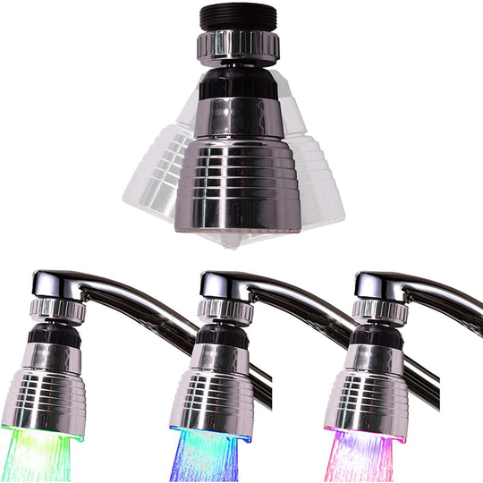 Swivel 3-Color Temperature Sensitive Gradient led Water Faucet Light Water Stream Color Changing Faucet Tap Sink Faucet for Kitchen and Bathroom