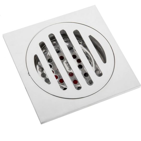 10x10cm siphon drain with 6 cm valve and removable shiny stainless steel grid - Primematik