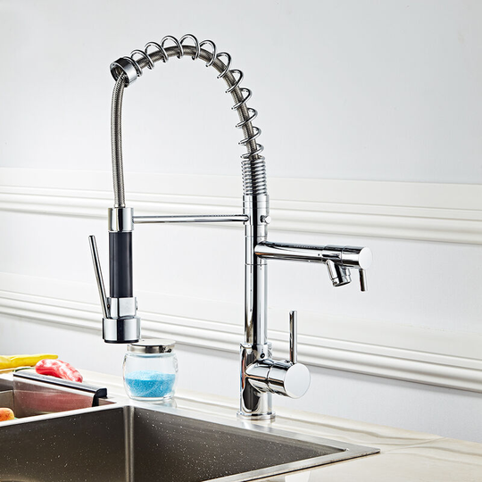All Copper Kitchen Spring Double Outlet Faucet