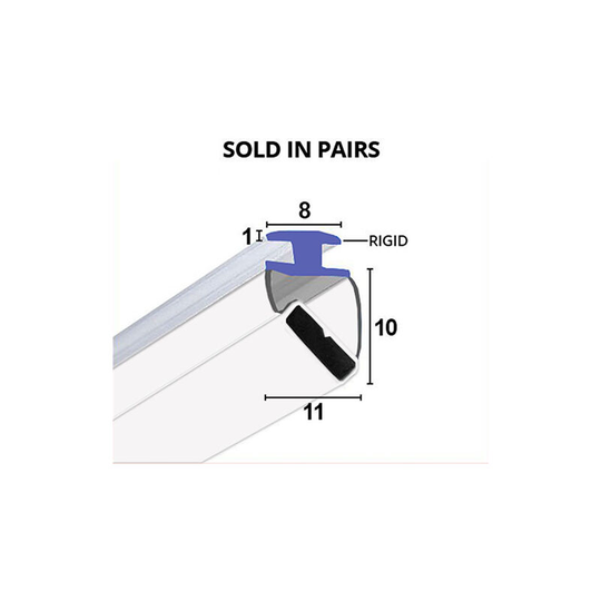 Magnetic Shower Seal for Screens or Doors | Fits Into a Channel | Sold as Pairs | MAG018 (200cm) - Clear